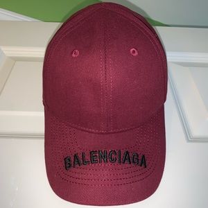 Mens Balenciaga Burgundy Baseball Cap